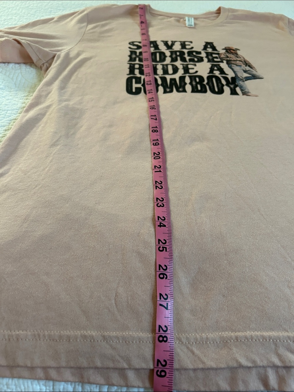 Bella Canvas Crewneck T-Shirt - Dusty Rose “Save a Horse Ride a Cowboy” size L - Picture 5 of 9